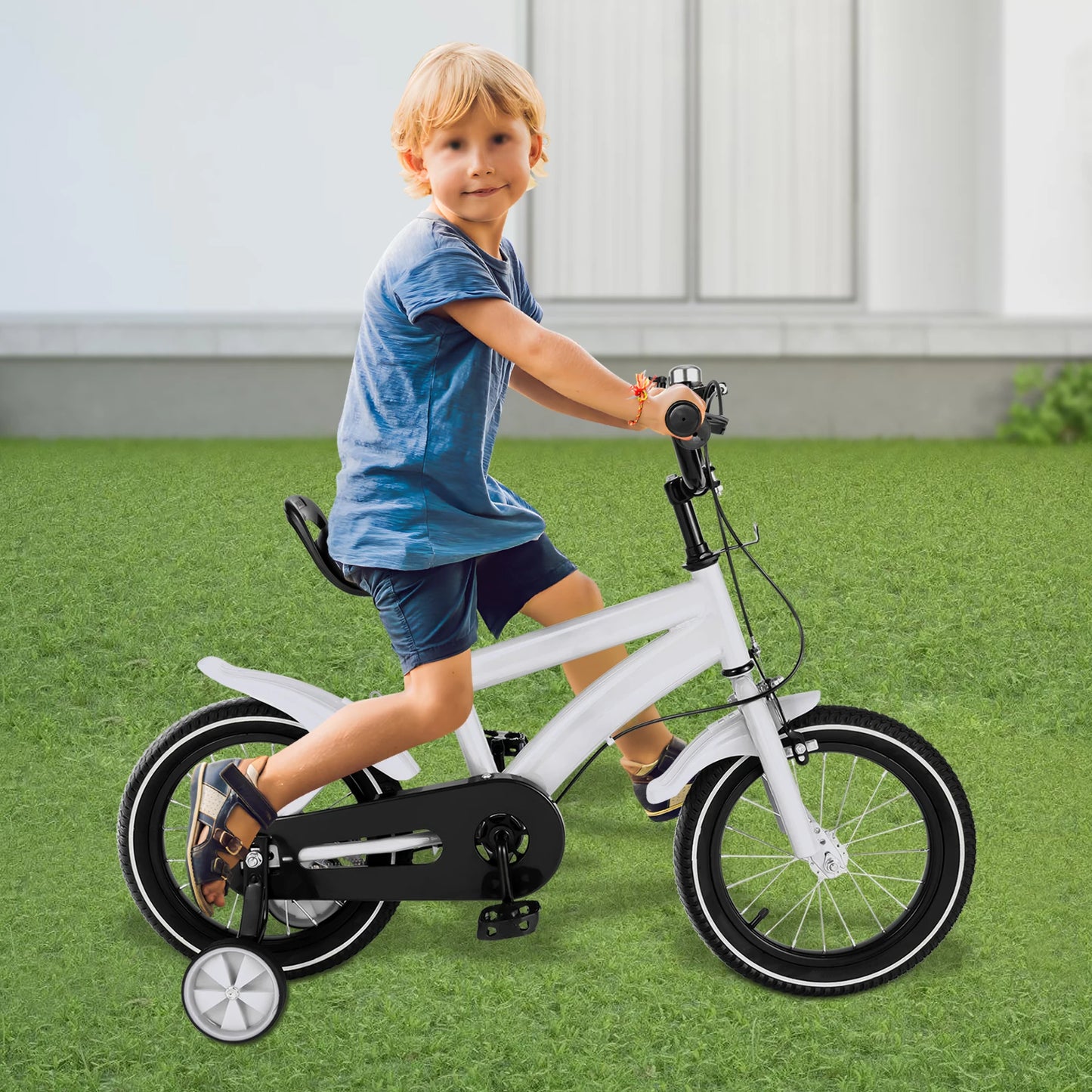🚴 14-Inch Kids Bike with Training Wheels – Adjustable Seat, Dual Brakes, 2–4 Years, 50kg Capacity