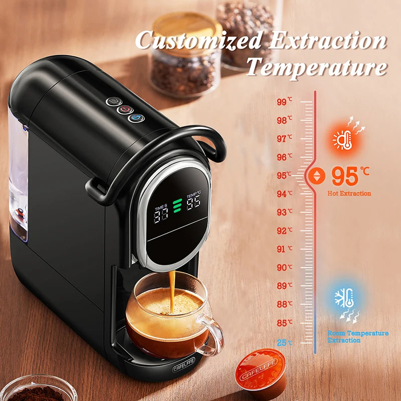 CAFELFFE Capsule Coffee Machine  4-in-1 Compatibility – Espresso, Cappuccino, Americano and more with 19-bar extraction power.