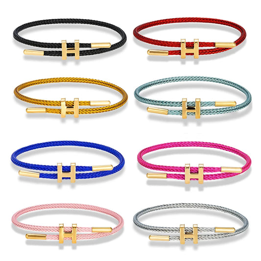 Luxuriöses mehrfarbiges, wasserdichtes Seilarmband – verstellbare Manschette aus Edelstahldraht 