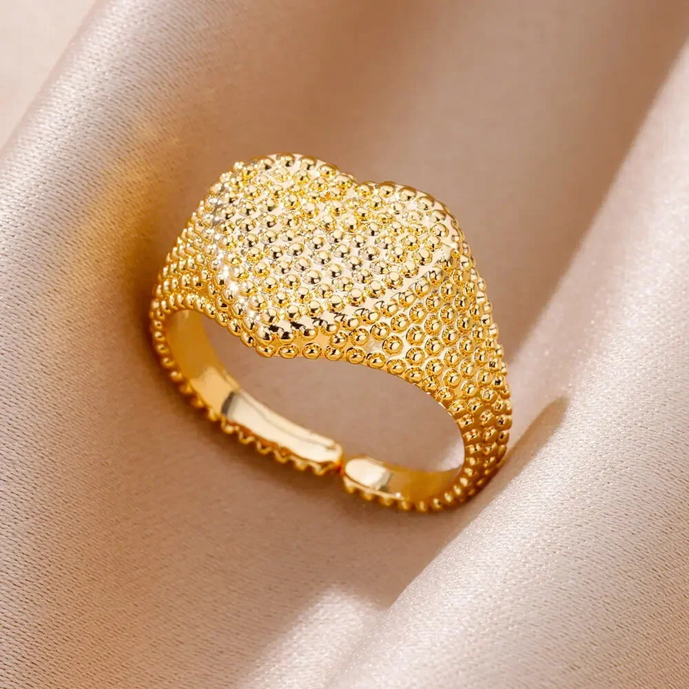 💍 Ästhetisches goldenes Herz – wasserdichter Edelstahlring-5 