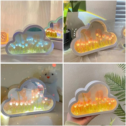 DIY Cloud Mirror Tulip Lamp Night Light