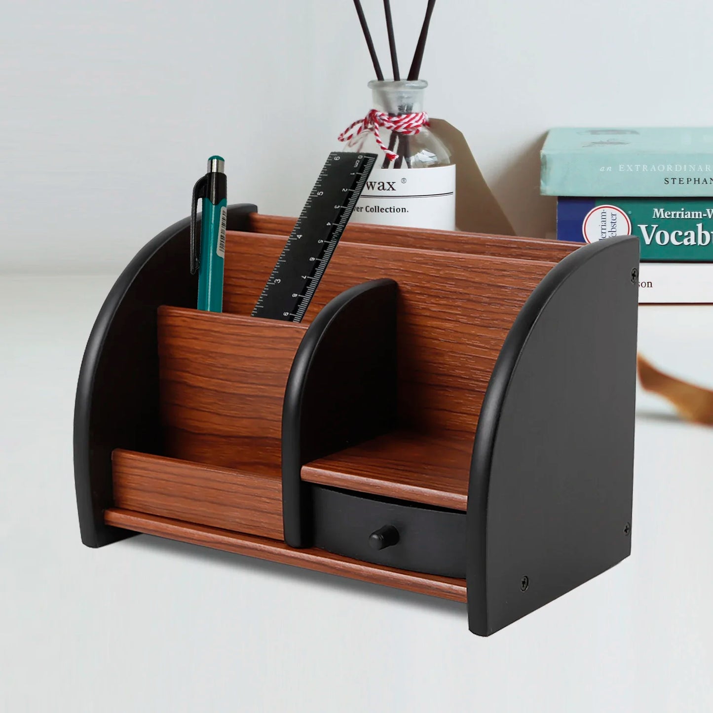 Wooden Pen Holder with Drawer