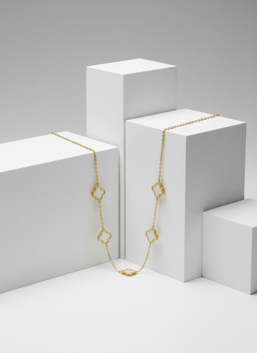 Halskette aus Edelstahl – Vier Blätter 