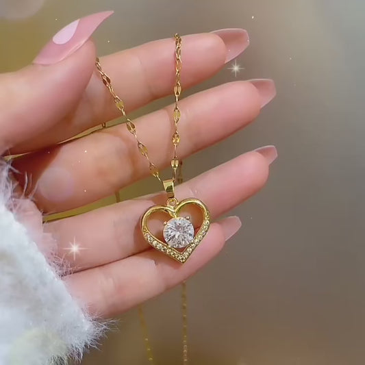 💖 Romantic Heart – Gold Stainless Steel Heart  Necklace