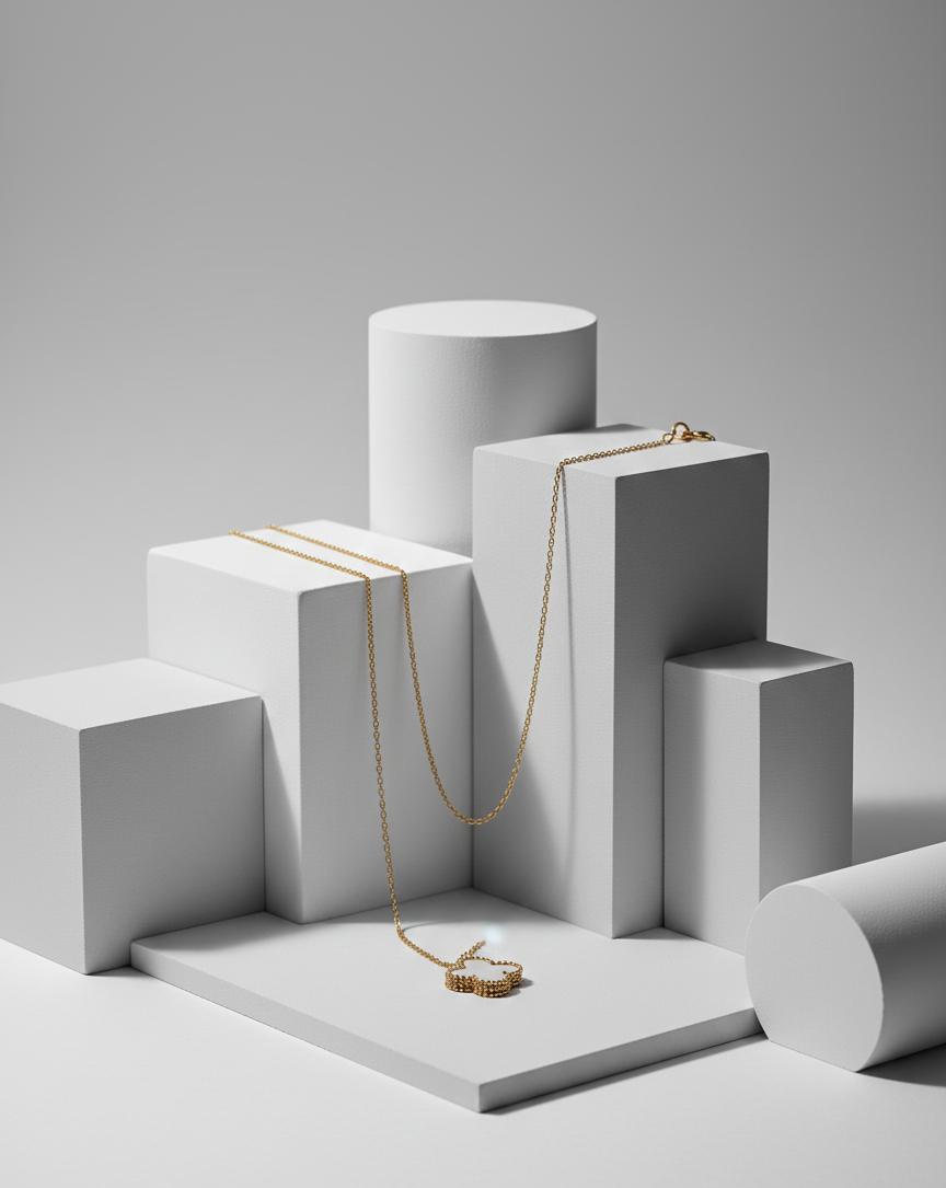 Einzelne vierblättrige Goldschlange Edelstahl Halskette